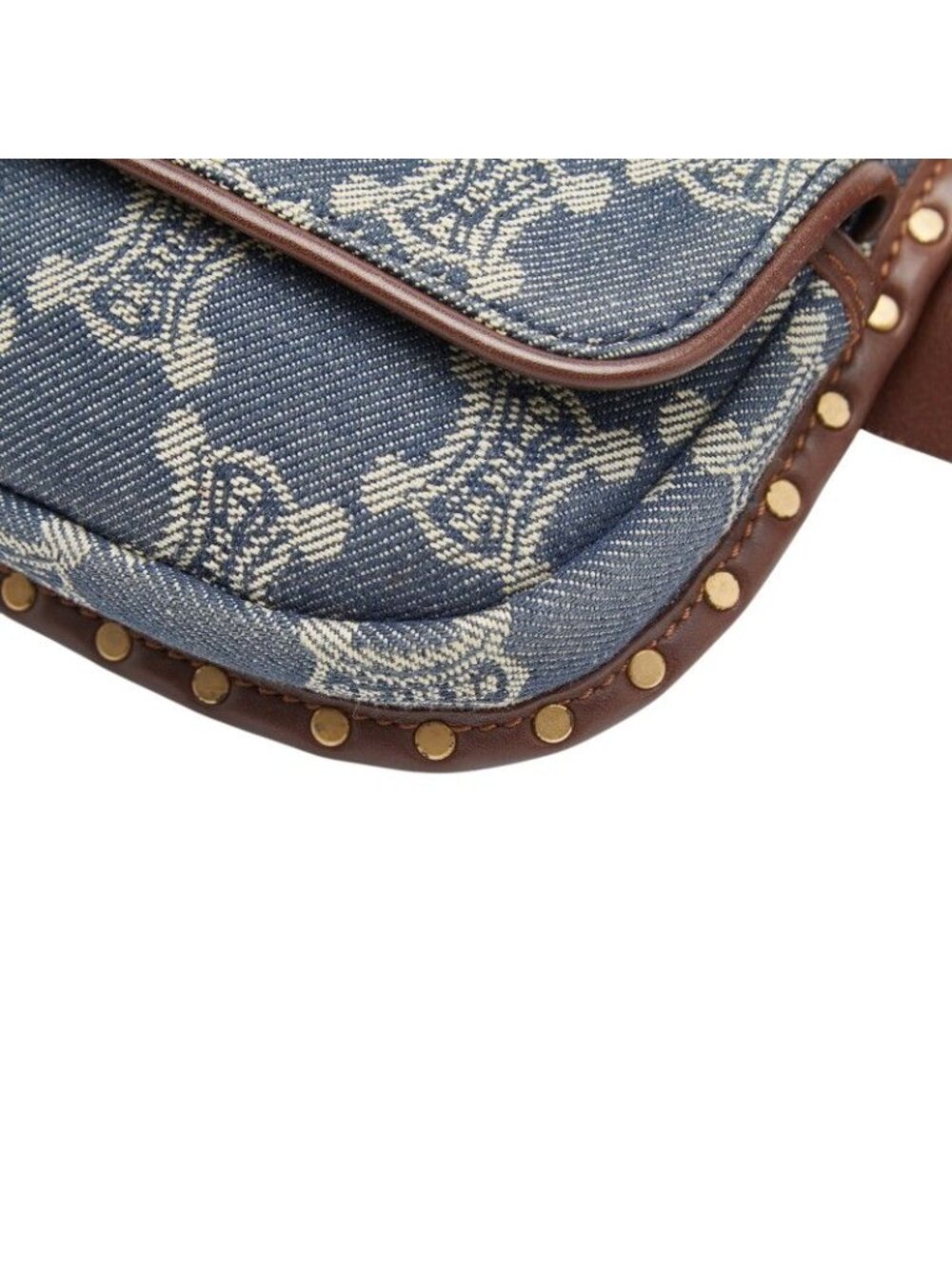 Celine Paris Macadam Belt Bag Waist Pouch Blue Brown Denim Leather - Picture 4 of 10